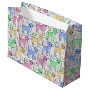 Chihuahua Lover Colorful Pattern Large Gift Bag
