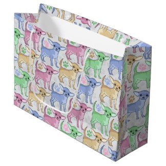 Chihuahua Lover Colorful Pattern Large Gift Bag
