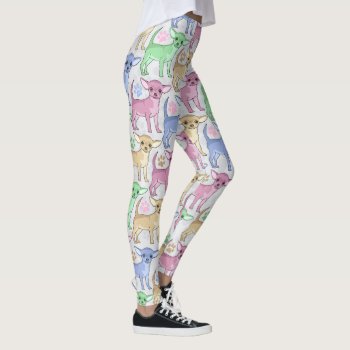 Chihuahua Lover Colorful Pattern Leggings by ironydesigns at Zazzle