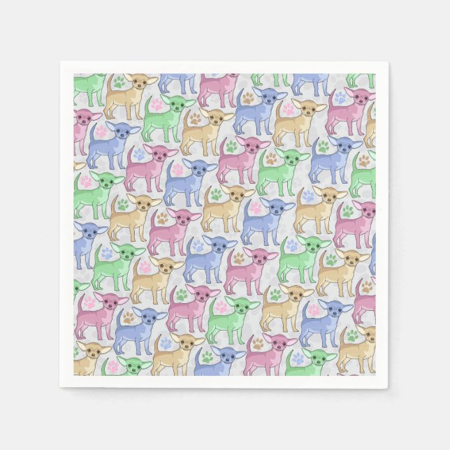 Chihuahua Lover Colorful Pattern Paper Napkins (Front)