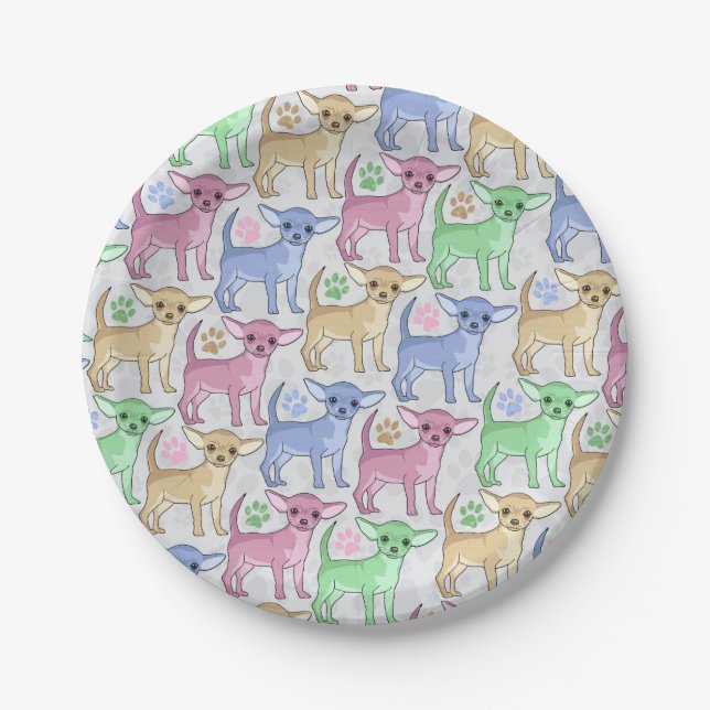 Chihuahua Lover Colorful Pattern Paper Plates (Front)