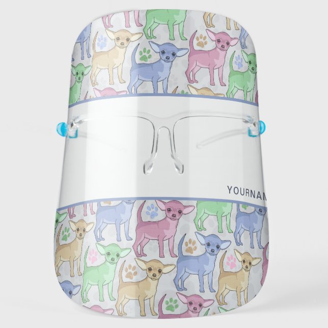 Chihuahua Lover Colorful Pattern Personalize Face Shield (Front)