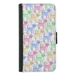 Chihuahua Lover Colorful Pattern Wallet Phone Case For Samsung Galaxy S5