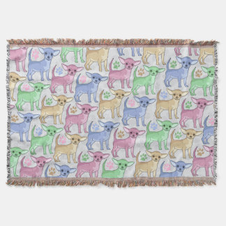 Chihuahua Lover Colorful Pattern Throw Blanket