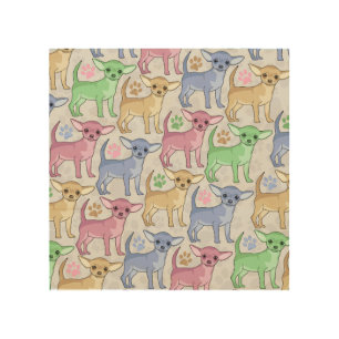 Chihuahua Lover Colorful Pattern Wood Wall Decor