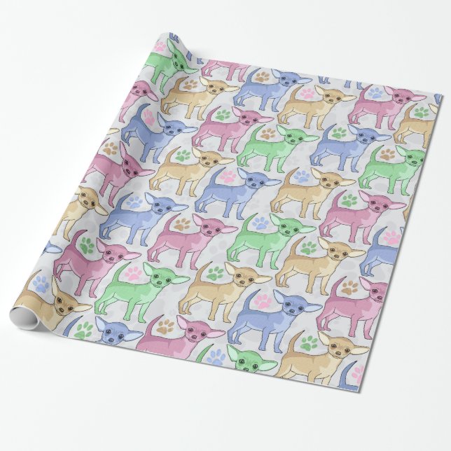 Chihuahua Lover Colorful Pattern Wrapping Paper (Unrolled)
