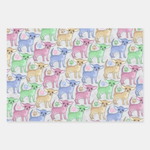 Chihuahua Lover Colorful Pattern Wrapping Paper Sheets