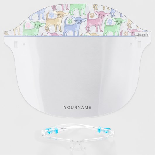 Chihuahua Lover Colorful Personalize Face Shield (Front w/Glasses)