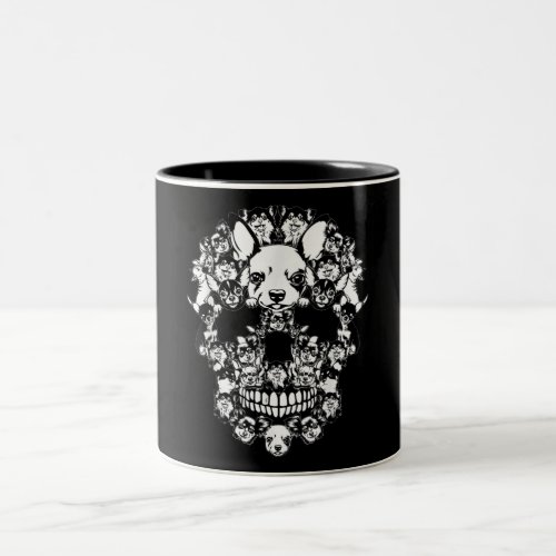 Chihuahua Lover Gift Halloween Skull Costume Two_Tone Coffee Mug