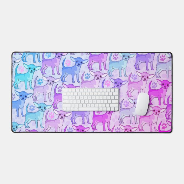 Chihuahua Lover Pattern Pink Desk Mat (Keyboard & Mouse)