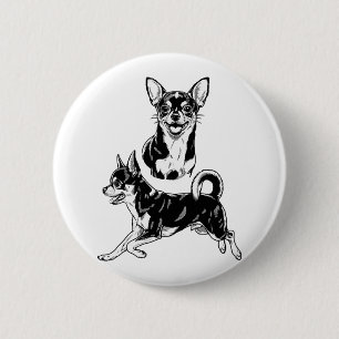 Chihuahua Lover's Delight Dynamic Duo in Black Button