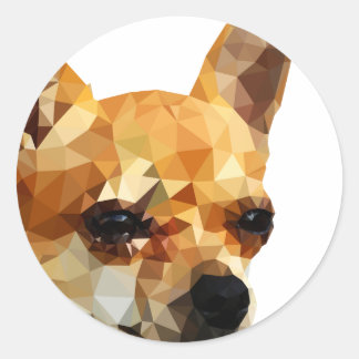 Chihuahua Low Poly Art Classic Round Sticker