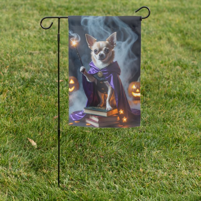 Chihuahua Magician Halloween Garden Flag (In SItu)