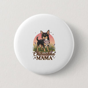 Chihuahua Mama Dog Pink Floral Bandana_1 Button