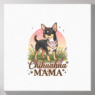 Chihuahua Mama Dog Pink Floral Bandana_1 Canvas Photo Tile