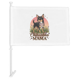 Chihuahua Mama Dog Pink Floral Bandana_1 Car Flag