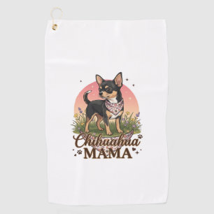 Chihuahua Mama Dog Pink Floral Bandana_1 Golf Towel