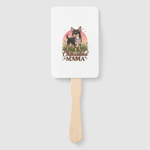 Chihuahua Mama Dog Pink Floral Bandana_1 Hand Fan