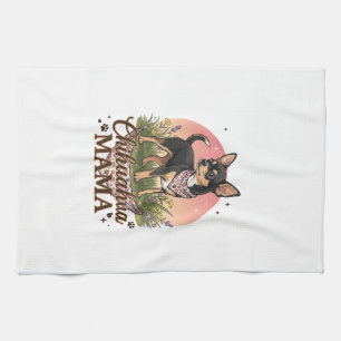 Chihuahua Mama Dog Pink Floral Bandana_1 Kitchen Towel