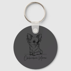 Chihuahua Mama Long Haired Chihuahua Mom Cute Dog Keychain