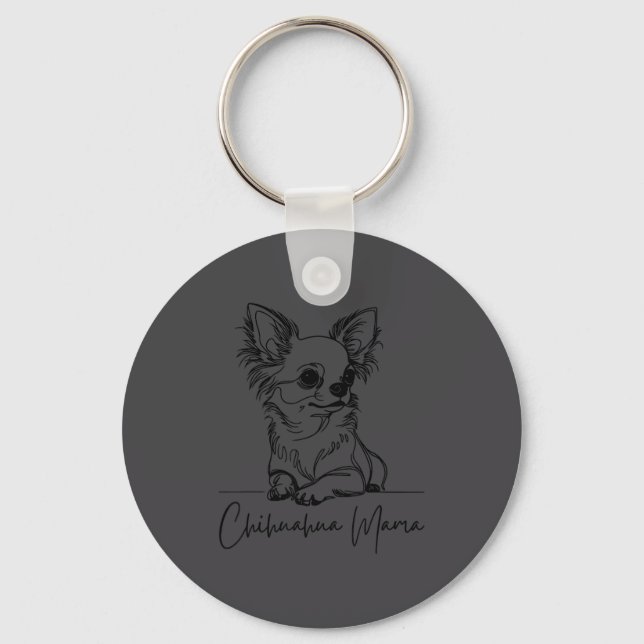 Chihuahua Mama Long Haired Chihuahua Mom Cute Dog  Keychain (Front)