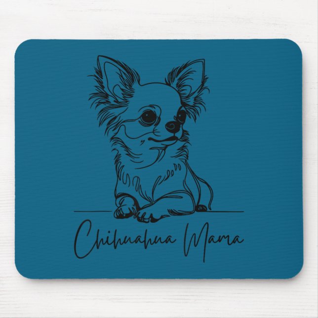 Chihuahua Mama Long Haired Chihuahua Mom Cute Dog  Mouse Pad (Front)