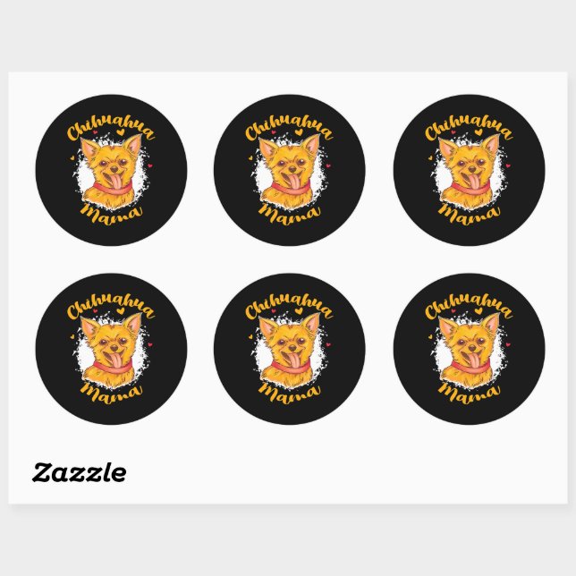 Chihuahua Mama Small Dog Lover Cute Chihuahua  Classic Round Sticker (Sheet)