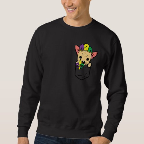 Chihuahua Mardi Gras Pocket Cute Chiwawa Dog Men W Sweatshirt