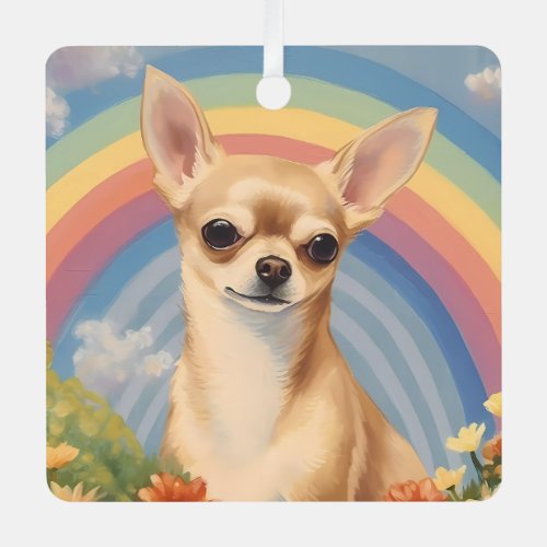 Chihuahua Memorial Custom Dog Name Rainbow Bridge Metal Ornament