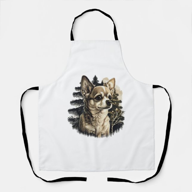Chihuahua  Merry Christmas  X-Mas Tree  Cute       Apron (Front)