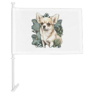 Chihuahua Merry Christmas X-Mas Tree Cute Car Flag