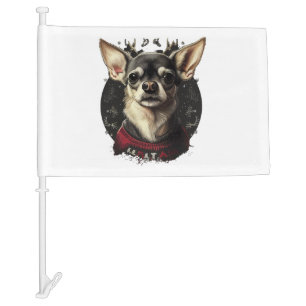 Chihuahua Merry Christmas X-Mas Tree Cute Car Flag