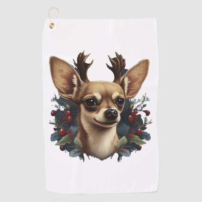 Chihuahua  Merry Christmas  X-Mas Tree  Cute  Golf Towel (Front)