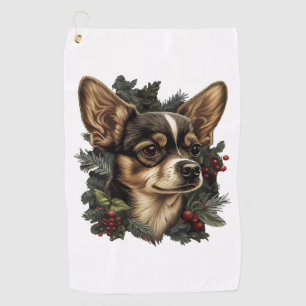 Chihuahua Merry Christmas Xmas Tree Cute Dog Golf Towel