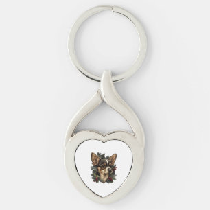 Chihuahua Merry Christmas Xmas Tree Cute Dog Keychain