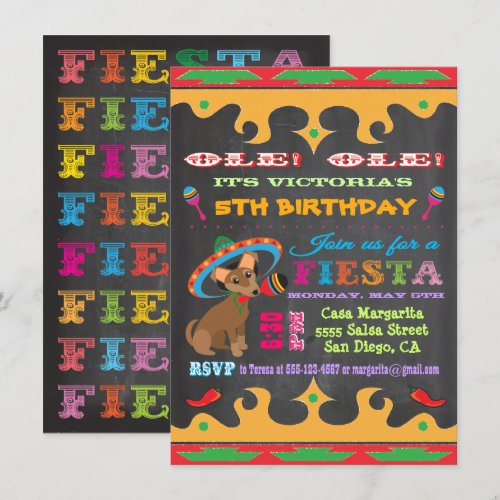Chihuahua Mexican Fiesta Birthday Party Invitation