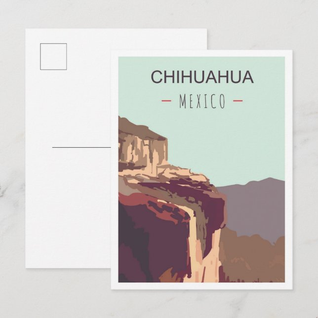 Chihuahua Mexico Art Vintage Travel Illustration Postcard (Front/Back)
