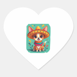 Chihuahua  Mexico  Cinco de Mayo  Funny Dog   (2) Heart Sticker