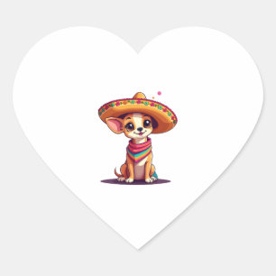 Chihuahua  Mexico  Cinco de Mayo  Funny Dog   (4) Heart Sticker