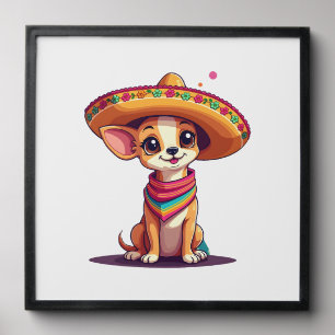 Chihuahua Mexico Cinco de Mayo Funny Dog (4) Peel And Stick Photo Tile