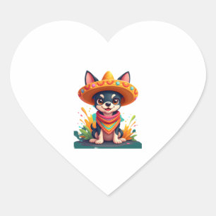 Chihuahua  Mexico  Cinco de Mayo  Funny Dog   (5) Heart Sticker