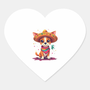 Chihuahua  Mexico  Cinco de Mayo  Funny Dog   (6) Heart Sticker