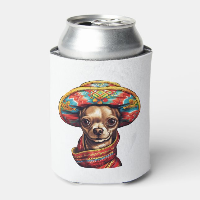 Chihuahua  Mexico  Cinco de Mayo  Funny Dog    Can Cooler (Can Front)