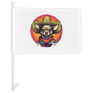 Chihuahua  Mexico  Cinco de Mayo  Funny Dog        Car Flag