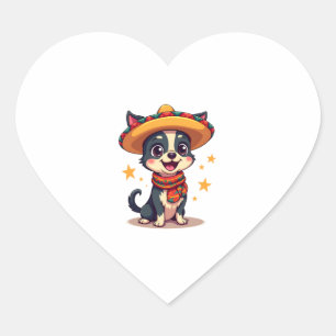 Chihuahua  Mexico  Cinco de Mayo  Funny Dog  Copy Heart Sticker