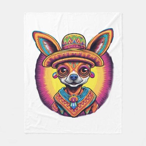 Chihuahua Mexico Cinco de Mayo Funny Dog Fleece Blanket