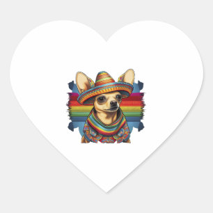 Chihuahua  Mexico  Cinco de Mayo  Funny Dog       Heart Sticker