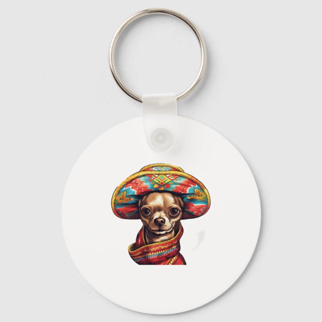 Chihuahua  Mexico  Cinco de Mayo  Funny Dog    Keychain (Front)