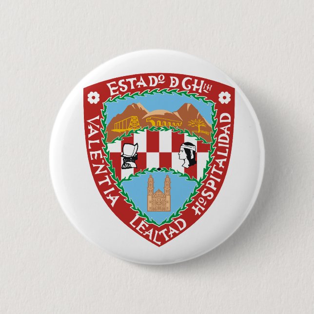Chihuahua, Mexico flag Pinback Button (Front)