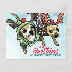 Chihuahua Mix Personalized for Christmas Holiday Postcard